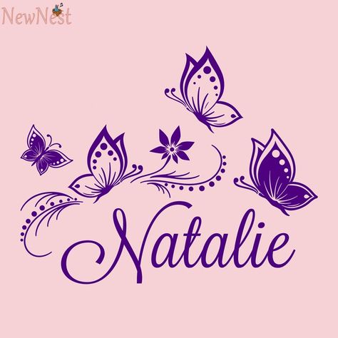 Mila Tattoo Name, Layered Images, Butterfly Name Tattoo, Name Drawings, Butterfly Decal, Flowers Svg, Butterflies And Flowers, Monogram Wall, Graffiti Wall Art