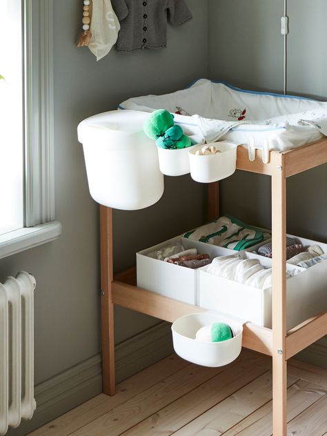 Ikea Changing Table, Changing Table Organization, Baby Changing Station, Baby Baden, Best Home Interior Design, Baby Nursery Inspiration, Ikea Ireland, Baby Changing Tables, Baby Zimmer