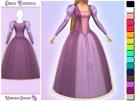 Sims 4 Disney Cc, Sims Princess, Barbie Sims, The Sims 4 Dress, Barbie As Rapunzel, Ts4 Lookbook, Sims Medieval, Life Game, Sims 4 Patreon