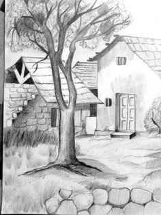 Pencil Sketches Landscape, Easy Pencil Drawings, Landscape Pencil Drawings, Drawing Scenery, Pencil Drawing Tutorials, Drawing Hands, Pencil Sketch Drawing, Nature Art Drawings, Nature Sketch