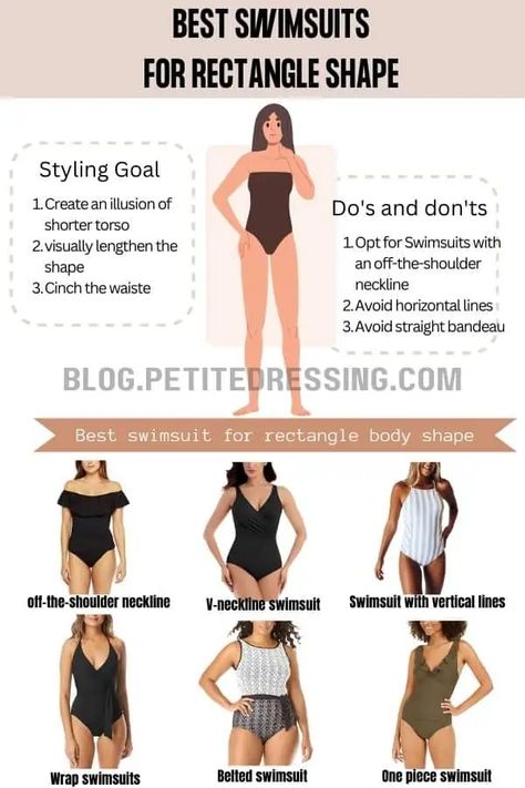 Bathing Suit For Body Type, Rectangle Body Type, Rectangle Body Shape Fashion, Rectangle Body Shape Outfits, Petite Dressing, Swimsuit For Body Type, Rectangle Body Shape, Hourglass Body Shape, Wrap Swimsuit