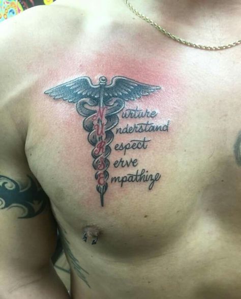 Nurse tattoo--I would do it a little differently but really love the meaning Tattoo Ideas For Nurses, Male Nurse Tattoo Ideas, Nurse Tattoo Ideas Sleeve, Registered Nurse Tattoos For Women, Registered Nurse Tattoo, Medical Tattoo Nurse, Healthcare Tattoo, Female Tattoos, Anatomy Tattoo