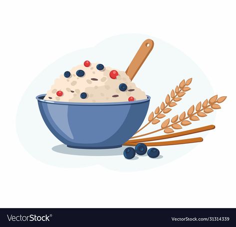 Healthy Food For Breakfast, Food For Breakfast, Oatmeal Porridge, Ceramic Bowl, Healthy Food, Oatmeal, Gluten Free, Illustrator, Resolution