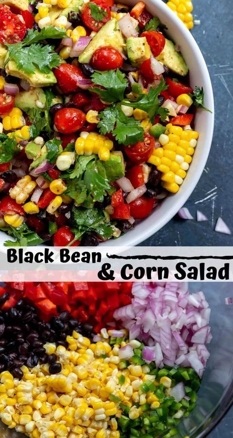 Black Bean And Corn Salad, Black Bean Corn Salad, Bean And Corn Salad, Types Of Salads, Black Corn, Corn Salad Recipe, Salad Sides, Black Bean And Corn, Dressing Salad