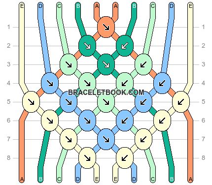 Normal pattern #14708 variation #301400 | BraceletBook Diamond Friendship Bracelet, Diy Bracelets With String, Friendship Bracelet Patterns Easy, Cute Friendship Bracelets, Leaf Bracelet, Beads Bracelet Design, Bracelet Design, Bracelet Ideas, String Bracelet