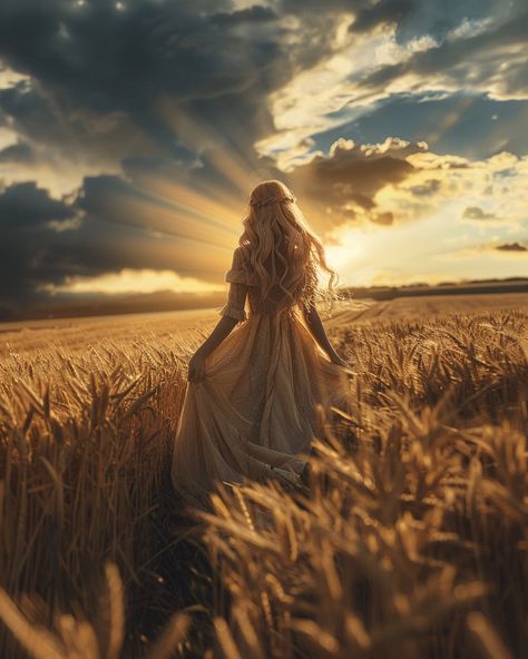 Photography of Woman in Wheat Field with Dramatic Sky Yosemite Pictures, Wheat Field Photoshoot, Wheat Field Photography, Hungry Images, Dress In A Field, Woman In Field, Wheat Photography, Joyful Aesthetic, Musician Photoshoot