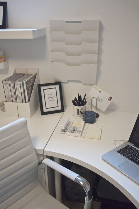 The Reveal: Home Office Design! - Kristina Lynne Ikea Study Desk Inspiration, Embroidery Studio, Cheap Office Furniture, Ikea Office, Desk Inspiration, Office Furniture Design, Big Reveal, Office Makeover, Our New Home