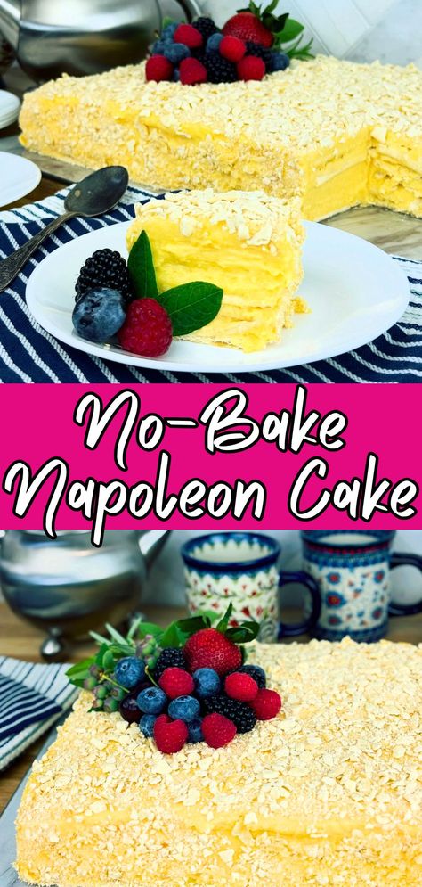 Easy Napoleon Cake - Peter's Food Adventures Napoleon Cake Recipe, Quick And Easy Dessert Recipes, Napoleon Cake, Fast Desserts, Custard Cream, Custard Cake, Best Cakes, Best Cake Recipes, Bake Dessert