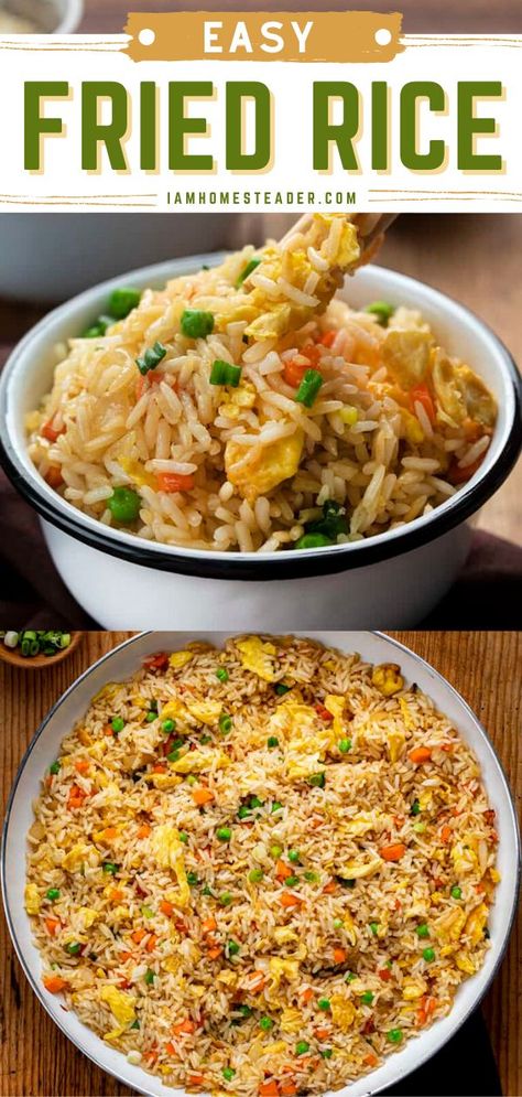 White Rice Dishes, Recipe Fried Rice, Cooked White Rice, Recipes With Soy Sauce, White Rice Recipes, Fried Rice With Egg, College Cooking, Rice Side Dish Recipes, Garlic Fried Rice