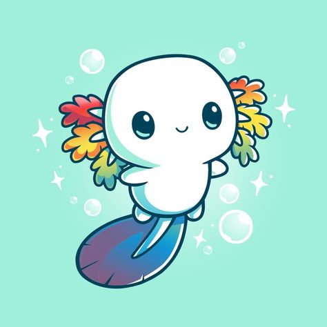 Cute Axolotl Art, Cute Axolotl Drawing, Rainbow Axolotl, Axolotl Cute, Cute Axolotl, Logo Animal, Cute Kawaii Animals, Stickers Kawaii, Cute Animal Drawings Kawaii