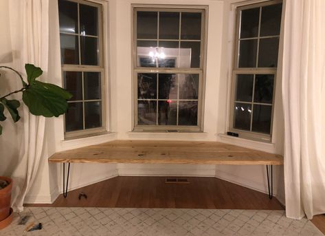 Bench For Window, Desk In A Bay Window, How To Make A Bay Window Seat, Easy Bay Window Bench Diy, Bench In Bay Window Kitchen, How To Build A Bay Window Seat, Table In Bay Window Living Room, Bench In Front Of Window Kitchen, Small Bay Window Dining Table