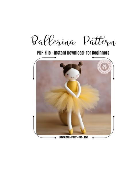 Handmade Ballerina Doll - Digital PDF Sewing Pattern for Beginners Unlock your creative potential with our Handmade Ballerina Doll Sewing Pattern!  Perfect for beginners, this comprehensive digital PDF guide will walk you through the process of crafting your very own 12-inch ballerina doll from start to finish. Features: Detailed Instructions: Our step-by-step guide ensures you understand each stage of the sewing process, making it easy for beginners to follow. Handmade Charm: Learn the art of c Ballerina Doll Pattern, Sewing Pattern For Beginners, Cute Ballerina, Ballerina Doll, 3d Craft, Tilda Doll, Doll Sewing, Doll Sewing Patterns, Toy Pattern