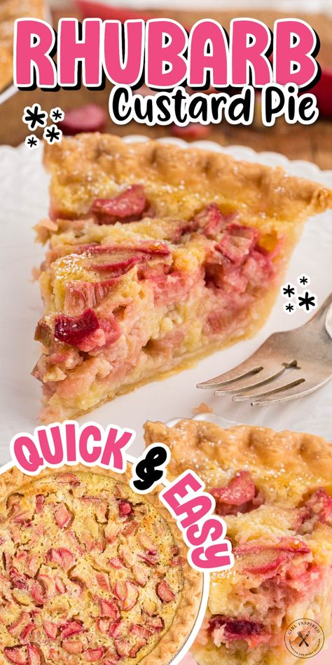 Rhubarb Cream Pie Recipes, Rubarbe Custard Pie, Rhubarb Custard Pie With Crumb Topping, Amish Rhubarb Custard Pie, Easy Rhubarb Pie, Rhubarb Pie Recipe Easy, Strawberry Rhubarb Custard Pie Recipe, Strawberry Rhubarb Cream Pie, Sour Cream Rhubarb Pie