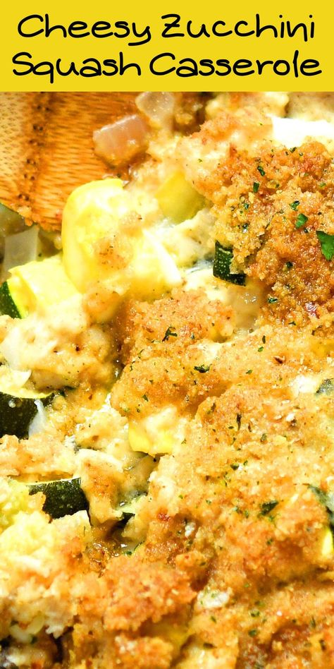 This Cheesy Zucchini Squash Casserole has all the classic ingredients of the old fashioned favorite. It's the perfect summer time crave you'll look forward to every year. Zucchini Squash Casserole Simple, Zucchini Squash Onion And Cheese Casserole, Zucchini Squash Casserole Healthy, Squash Zucchini And Corn Casserole, Best Zuchinni And Squash Recipe, Roasted Squash And Onions, Easy Cheesy Zucchini Casserole, Cheesy Summer Squash Casserole, Bisquick Squash Casserole