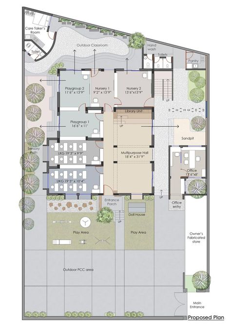 School Building Plans, Design Vocabulary, School Floor Plan, Spatial Planning, Architectural Detailing, Pre Primary School, Building Design Plan, Preschool Designs, School Building Design