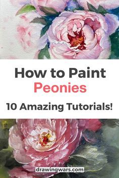 Oil Peony Painting, How To Paint Peonies In Oil, How To Paint Peonies Step By Step, Peony Oil Painting Tutorials, Peony Flower Drawing Step By Step, How To Draw Peony Flowers, Drawing Peonies Step By Step, Canvas Paint Tutorial, Pictures Of Peonies