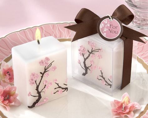 Wedding Decorations Cherry Blossom Wedding Decor, Cherry Blossom Candle, Cherry Blossom Wedding Theme, Peach Candle, Cherry Blossom Theme, Candles Wedding, Cherry Blossom Wedding, Candle Supplies, Candle Wedding Favors