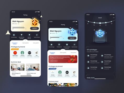 Membership | Tiered Loyalty Program by cloudoris on Dribbble Membership Tiers Design, Loyalty App Design, Vip Ui, Membership Design, Gamification Ui, Loyalty Program Design, Loyalty Card Design, Programming Apps, Presentation Design Layout