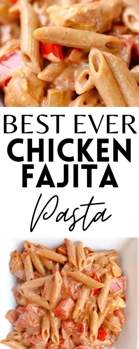 This is the BEST Chicken Fajita Pasta! It's an easy and delicious dinner idea your whole family will love. Chicken Fajita Pasta Recipe, Fajita Pasta Recipe, Best Ever Chicken, Fajita Pasta, Chicken Fajita Pasta, Chicken Fajita, Best Chicken, Dinner Idea, Family Favorite Meals