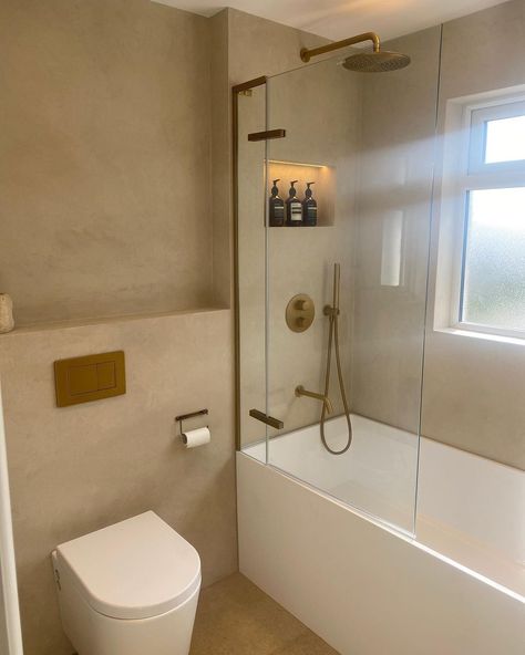 Microcement Bathroom, Small Bathroom Renos, Texture Architecture, Non Existent, Clay Plaster, Shower Over Bath, New House Bathroom, Bathroom Plan, House Bathrooms