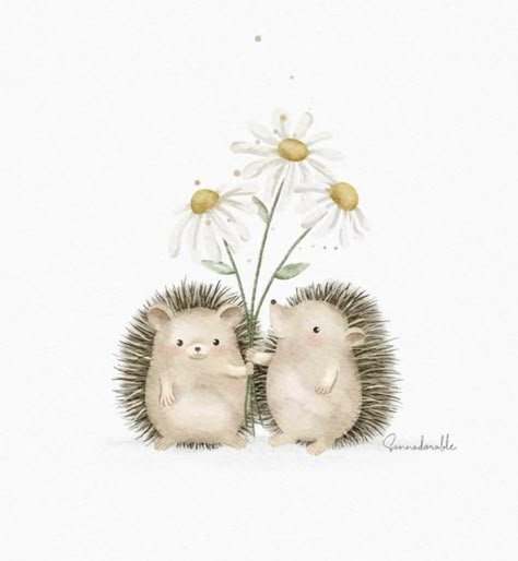 Hedgehog Drawing, Hedgehog Illustration, Baby Animal Drawings, Baby Art, Hedgehogs, Watercolor Cards, 귀여운 동물, Cute Illustration, Animal Illustration