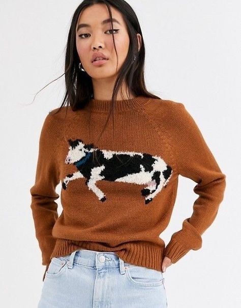 bessie sweater Cow Sweater, Cute Sweaters For Fall, Rachel Antonoff, Raglan Sweater, Raglan Pullover, Tie Neck Tops, Fall Sweater, Cute Sweaters, Cool Sweaters