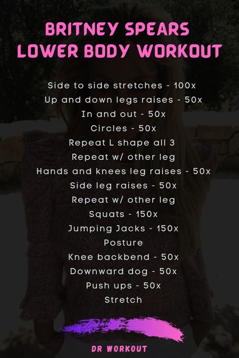 Britney Spears Lower Body Workout 2000s Body Workout, Sahm Workout, Britney Spears Workout, Revenge Body Workout, Britney Spears Body, Strength Wod, Britney Spears Stronger, Celebrity Workouts, Britney Spears Performance