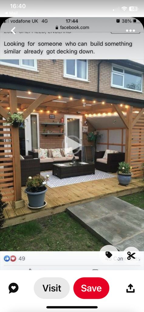 Small Back Porch Ideas, Small Back Porch, Beach Hacks Clever Ideas, Pool Backyard, Pools Backyard, Backyard Landscaping Plans, Stamped Concrete Patio, Outdoor Deck Furniture, Patio Garden Design