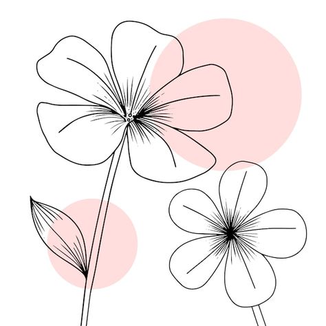 Vector gratuito esquema de flor simple d... | Free Vector #Freepik #freevector #flores-simples #flores-lineas #flower-design #plantas-flores Flowers Vector Illustration, Simple Contour, Eid Mubark, Outline Design, Flora Design, Drawing Bag, Pencil Shading, Outline Designs, Simple Flowers