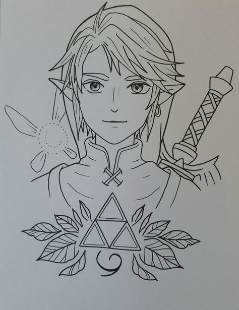 Legend Of Zelda Drawing Ideas, Easy Zelda Drawings, Zelda Drawings Sketches, Link Drawing Sketches, Video Game Characters Drawings, Link Drawing Easy, Legend Of Zelda Sketch, Zelda Line Art, Link Zelda Drawing