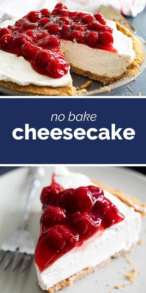 Creamy and smooth, this No Bake Cheesecake is the perfect summer dessert. A sweet cheesecake filling is set inside a graham cracker crust for an irresistible classic dessert. Top it with pie filling to take it up another notch! Gooey Desserts, Nobake Dessert, No Bake Cheesecake Filling, Amazing Meals, Baked Cheesecake, Ice Cream Cake Recipe, Breakfast Recipes Sweet, Easter Desserts, Low Carb Cheesecake