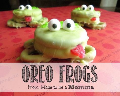 Oreo Frogs Oreo Frogs, Pagan Food, Made To Be A Momma, Frog Cookies, Kids Treat, Leap Year, Snacks Für Party, Fun Treats, Fun Kids Food