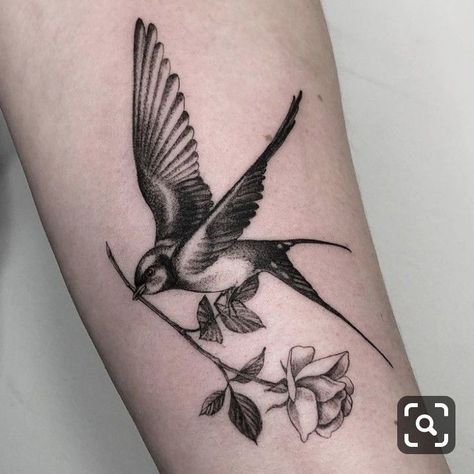 Mockingbird Tattoo, Swallow Bird Tattoos, Vogel Tattoo, Swallow Tattoo, Small Tattoos Simple, Female Tattoo Artists, Initial Tattoo, Bird Tattoo, Dot Work Tattoo