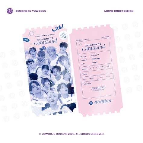 Kpop Ticket Design Template, Photocard Frame Template, Anniversary Graphic Design Ideas, Seventeen 9th Anniversary, Kpop Ticket Design, Kdrama Party Theme, Seventeen Ticket, Kpop Concert Ticket, Concert Freebies Kpop Ideas