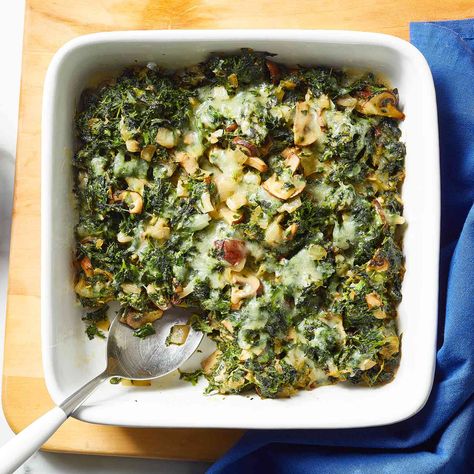 Kale Gratin, Spinach And Mushroom, Mushroom Casserole, Spinach Mushroom, Lunch Appetizers, Vegetable Side, Spinach Recipes, Spinach Stuffed Mushrooms, Healthy Eating For Kids