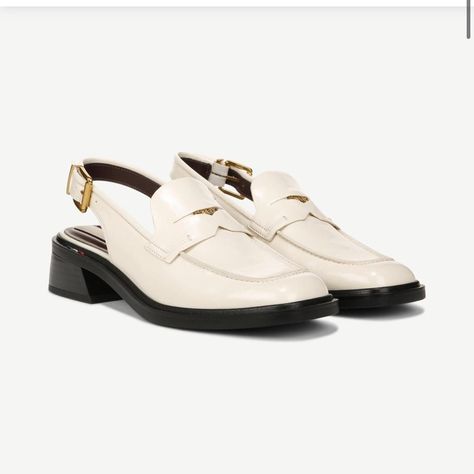 Franco sarto black and white sling back loafer heel... - Depop Vanilla Sky, Franco Sarto Shoes, Women's Loafers, Sling Back, Franco Sarto, Heeled Loafers, Loafers For Women, Flat Shoes Women, Loafer Flats