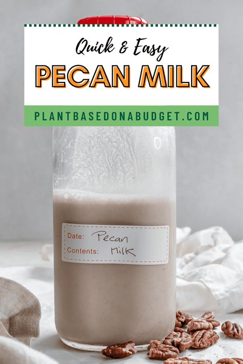 Pecan Milk Recipe, Pecan Milk, Homemade Nut Milk, Vegan Smoothie Recipes, Drink Smoothie, Coffee Milkshake, Vegan Vitamins, Nut Milk Bag, Chocolate Oats