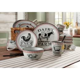 Dinnerware - Sets, Dinner Plate Sets | Country Door Western Dishes Sets, Farm Kitchen Ideas Farmhouse Style, Farm Animal Decor Kitchen, Western Plates, Cow Print Kitchen, Cow Kitchen Theme, Farmhouse Plates, Farmhouse Dishes, Country Farmhouse Decor Kitchen