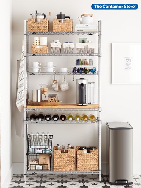 Storage Shelves For Kitchen, Kitchen Storage Shelving Unit, Metal Shelf Kitchen Storage, Organizer For Kitchen Cabinets, Metal Shelving In Kitchen, Metal Kitchen Rack Ideas, Steel Shelf Kitchen, Metal Rack Kitchen, Ikea Omar Pantry