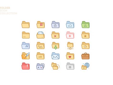 Folder Icon Set by Nikita Ryzhkov on Dribbble Free Folder Icons, Aesthetic Desktop Icon, Free Desktop Icons, Macbook Icon, Zicxa Photos, Folder Icons For Mac, Custom Folders, Icon Set Design, Desktop Themes