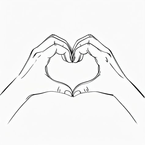 Minimalist Line Drawing of Hands Forming Heart Shape - Playground Hands Forming A Heart Drawing, Drawing Heart Hands, Heart Shape Template, Drawing Of Hands, Heart Shapes Template, Drawing Heart, Minimalist Line Drawing, Shape Templates, Heart Hands Drawing