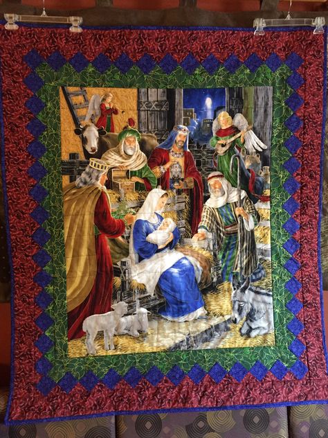 Nativity Quilt, Nativity Panel Quilt Ideas, Quilted Nativity Wall Hangings, Nativity Panel Quilt, Oh Come Let Us Adore Him Quilt Panel, Christmas Panel Quilts Annie's Craft Store, Quilting Santa Panel Quilt, Fabric Panel Quilts, Panel Quilt Patterns