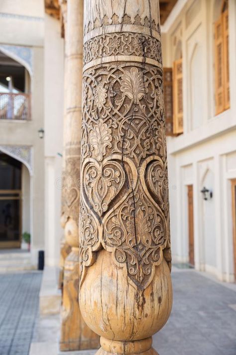 Wooden Carved Column, Uzbekistan Stock Image - Image of design, beautiful: 140494899 Column Architecture, Bukhara Uzbekistan, Architectural Columns, Wooden Pillars, Wooden Columns, Timber Architecture, Ancient Indian Architecture, Mughal Architecture, Pillar Design