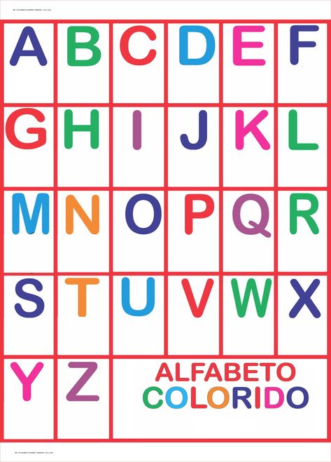 Banner Impresso Educativo Alfabeto Colorido sem Ilustrações no Elo7 | Karoline Luz (F45528) Alphabet Pictures, Do Baby, Alphabet Activities, Baby Learning, Rubrics, School Crafts, Drawing For Kids, Abc, Alphabet