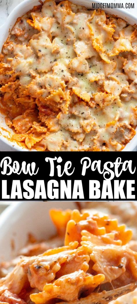 Lasagna Bake, Pasta Lasagna, Bow Tie Pasta, Easy Lasagna Recipe, Easy Pasta Dinner, Fast Dinner Recipes, Lasagna Pasta, Homemade Lasagna, Pasta Casserole