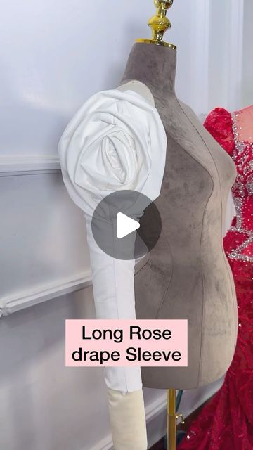 Easy Sleeve Pattern, Rose Sleeves Pattern, Dress Sleeve Pattern, Rose Sleeve Pattern, Drapping Dress Ideas, Draping Fashion Design, Sleeve Draping, Draping Sleeve, Elegant Wrap Dress