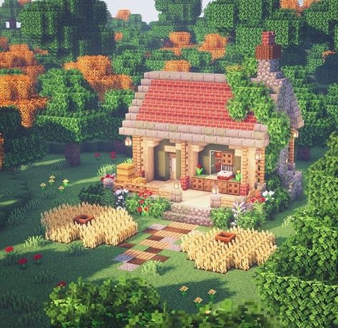 Minecraft Aesthetic Builds Cottage, Minecraft Tiny House Interior, Cute Aesthetic Minecraft Houses, Tiny Minecraft Cottage, Minecraft Cute Cottage, Cute Minecraft Houses Cottage, Minecraft House Aesthetic, Cute House Minecraft, Cute Minecraft Cottage