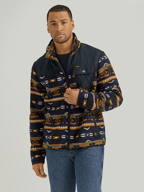 DESIGNED FOR COLDER DAYSWhen it comes to cool weather, nothing beats the comfort of sherpa. Our Ripstop Yoke Sherpa Jacket is double-brushed for softness and warmth that won't weigh you down. It comes with a full zip-front closure, a single chest pocket, welt hand pockets, and a southwestern print that will separate you from the pack. Mens Sherpa Jacket, Cowboy Jacket, Sherpa Lined Denim Jacket, Mens Sherpa, Tiktok Outfits, Southwestern Print, Mens Workwear, Outdoor Pants, Cowboy Style