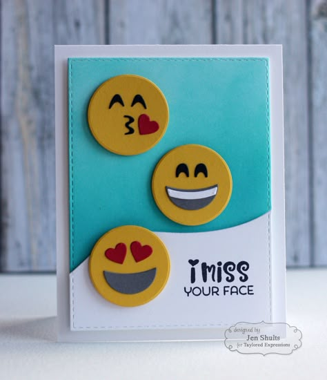 I Miss Your Face by Jen Shults I Miss Your Face, Miss Your Face, Diy Paper Flowers, Birthday Card Craft, Cute Products, Happy Faces, Miss You Cards, Bday Cards, Art N Craft