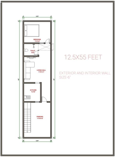 13×60 House Plan, 12x40 Floor Plan Layout, Mini House Plans, Micro House Plans, 20x30 House Plans, 30x40 House Plans, Single Floor House Design, Single House, Narrow House Plans